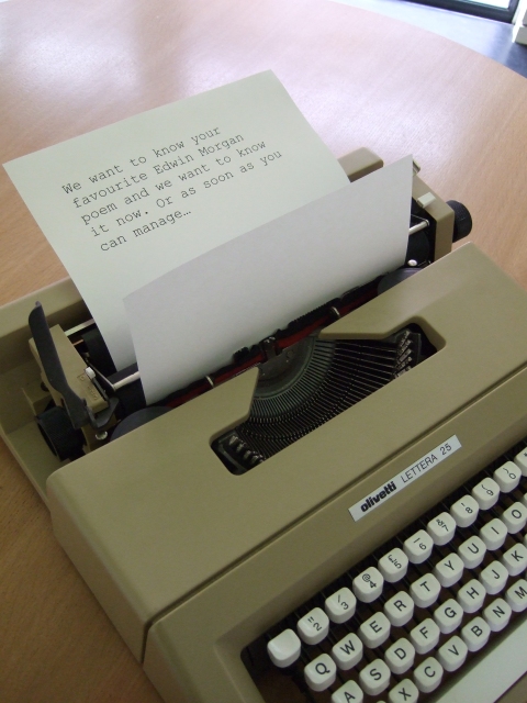 Typewriter - from shop in Glasgow; typewritten note - photographer's own